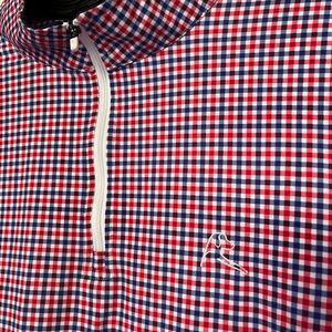 Rhoback Red, White and Blue Gingham 1/4 zip Shirt